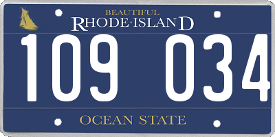 RI license plate 109034