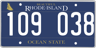 RI license plate 109038