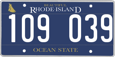 RI license plate 109039