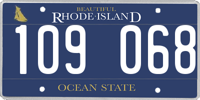 RI license plate 109068