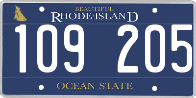 RI license plate 109205