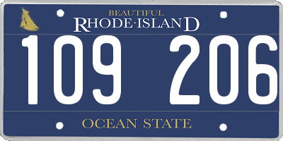 RI license plate 109206