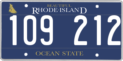 RI license plate 109212