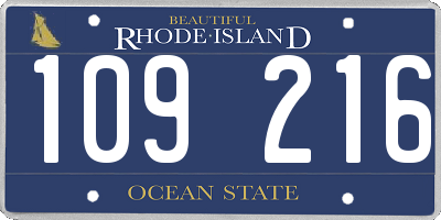 RI license plate 109216
