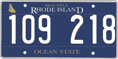 RI license plate 109218