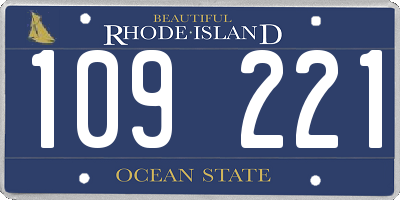 RI license plate 109221
