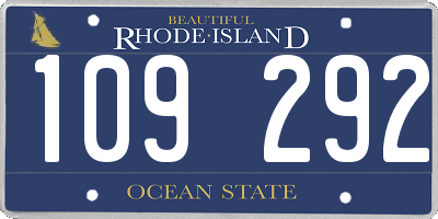 RI license plate 109292