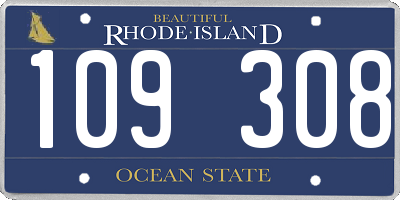 RI license plate 109308