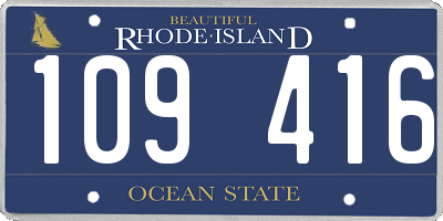 RI license plate 109416