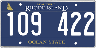 RI license plate 109422