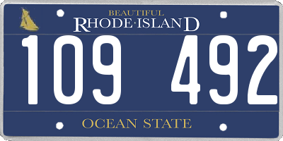 RI license plate 109492