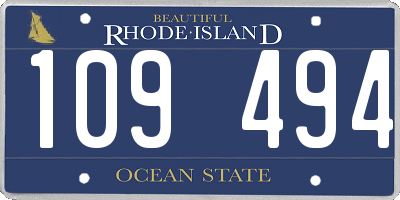 RI license plate 109494