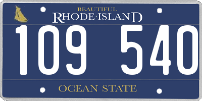 RI license plate 109540