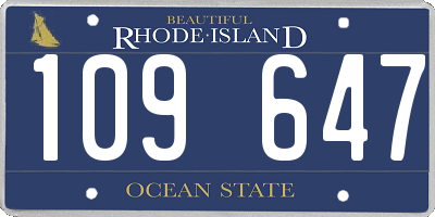 RI license plate 109647