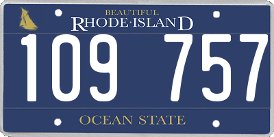 RI license plate 109757