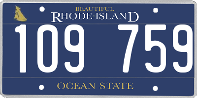 RI license plate 109759