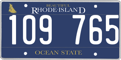 RI license plate 109765