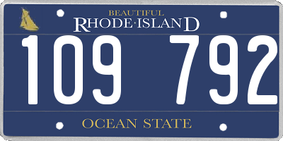 RI license plate 109792