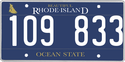 RI license plate 109833