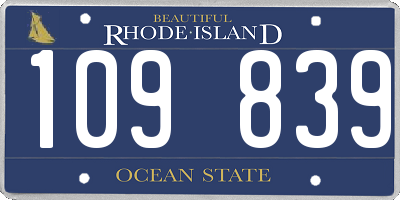 RI license plate 109839
