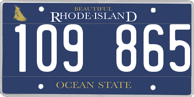 RI license plate 109865