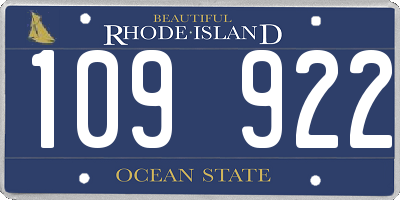 RI license plate 109922