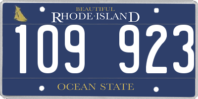 RI license plate 109923