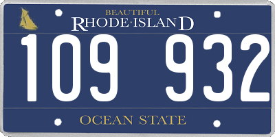 RI license plate 109932