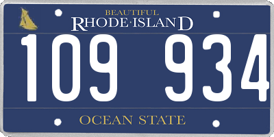 RI license plate 109934
