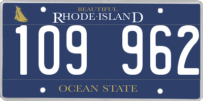 RI license plate 109962