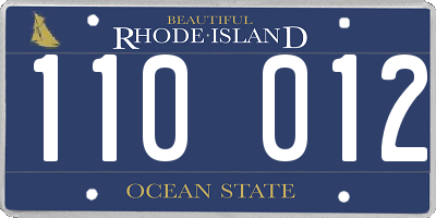 RI license plate 110012