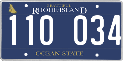 RI license plate 110034