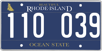 RI license plate 110039