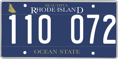 RI license plate 110072