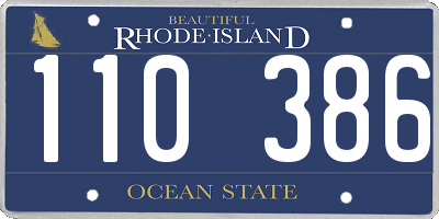 RI license plate 110386