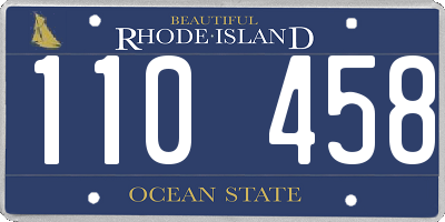 RI license plate 110458