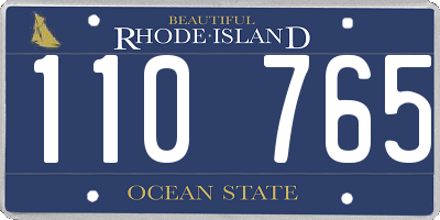 RI license plate 110765