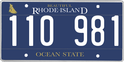 RI license plate 110981