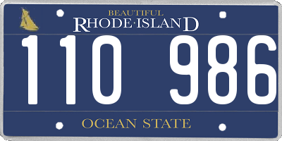RI license plate 110986