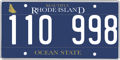 RI license plate 110998