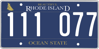 RI license plate 111077