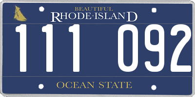 RI license plate 111092
