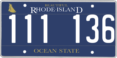 RI license plate 111136