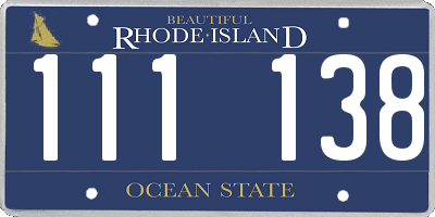 RI license plate 111138