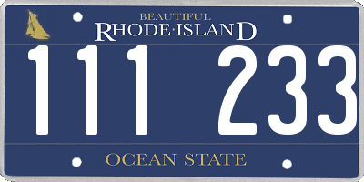 RI license plate 111233