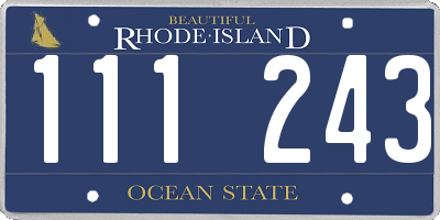 RI license plate 111243