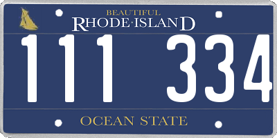 RI license plate 111334