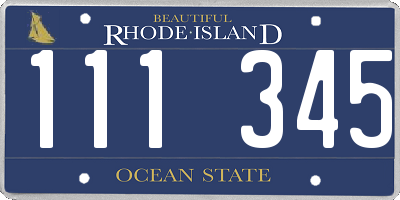 RI license plate 111345