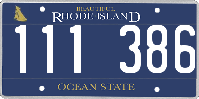 RI license plate 111386