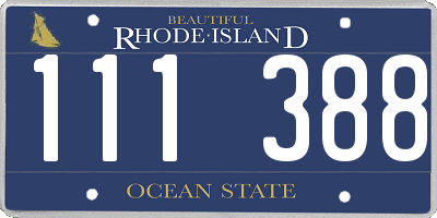 RI license plate 111388